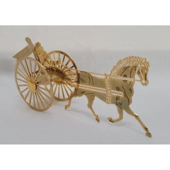 Vintage 1984 Hallmark SANTA SULKY DRIVER Brass Ornament QX436-1 - Picture 7 of 16